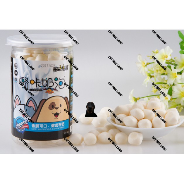BÁNH THƯỞNG CHÓ MÈO PHÔ MAI VIÊN CANXI, VÁNG SỮA DÊ KEM TƯƠI HỘP 160G - SNACK ĂN VẶT CHÓ MÈO