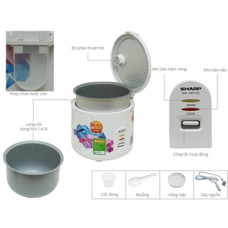 [SieuthiMediaMart] Nồi cơm điện 1.8L Sharp KS-18TJV BH chính hãng-Ship0đ