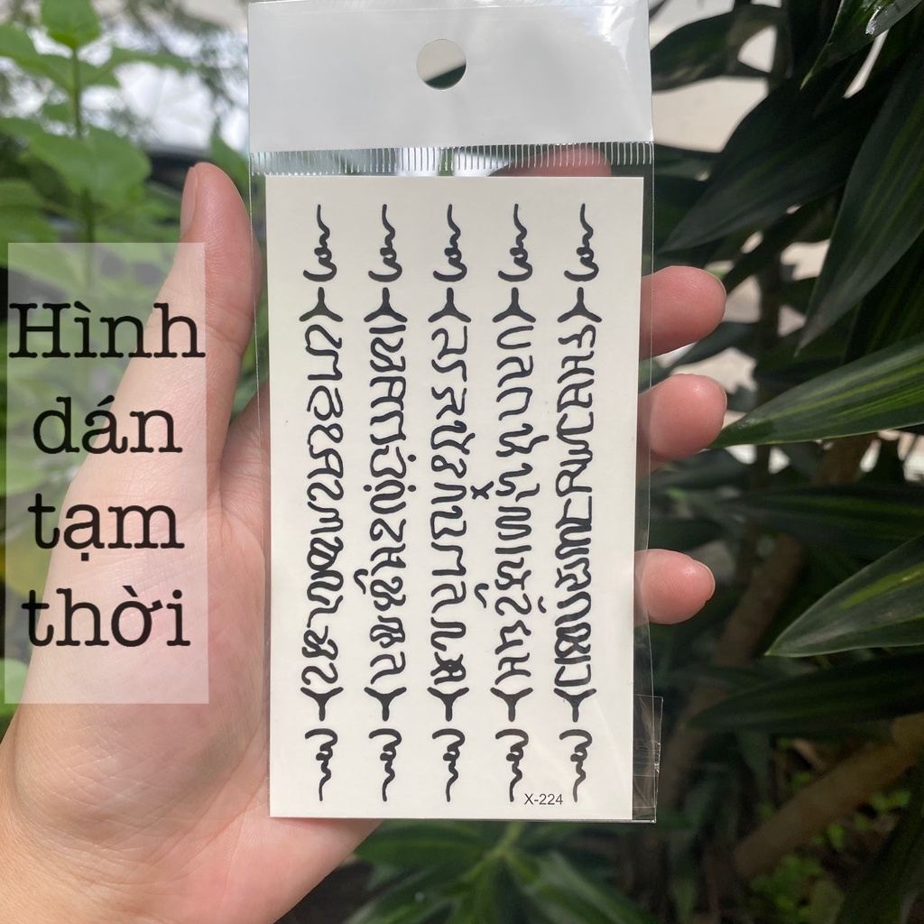 Hình dán tạm thời 5 dòng chữ phiên bản new x224. Xăm dán tatoo mini size <10x6cm, không chống nước