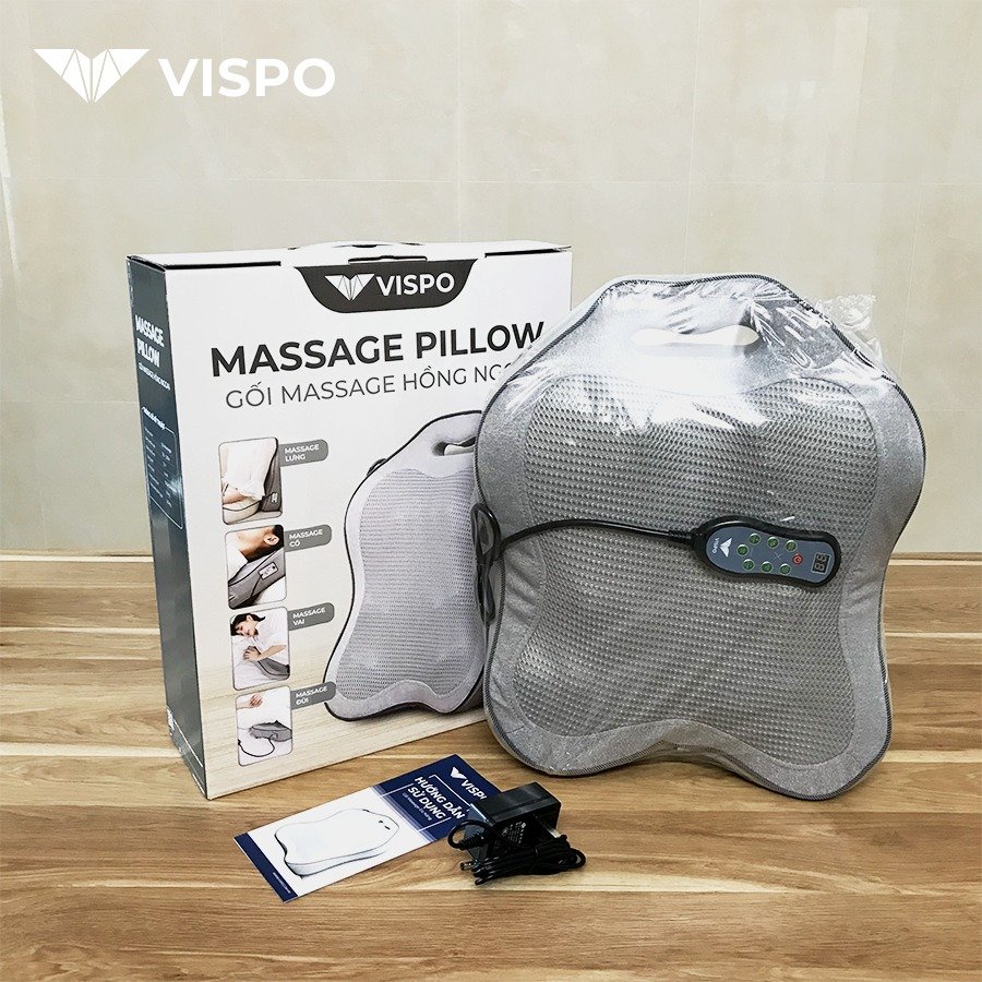 Gối massge cổ vai gáy V SPORT VP-G21, mát xa bằng bi xoay con lăn kèm nhiệt hồng ngoại, điều khiển cầm tay thông minh.