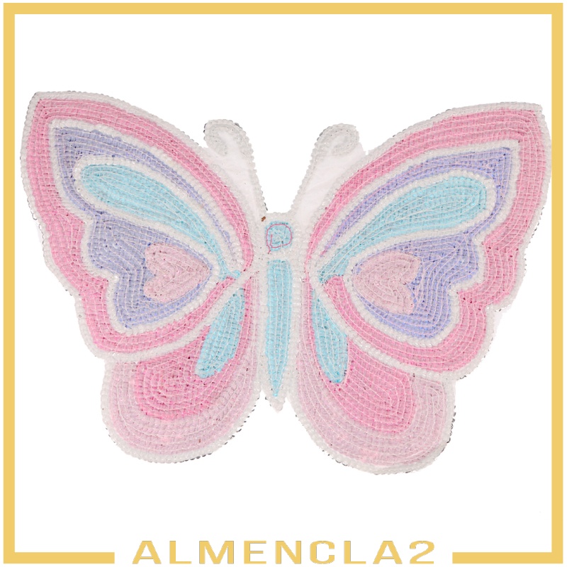 [ALMENCLA2] Butterfly Sequins Applique Patch Fabric Embellishment Sewing on Dress 39cm