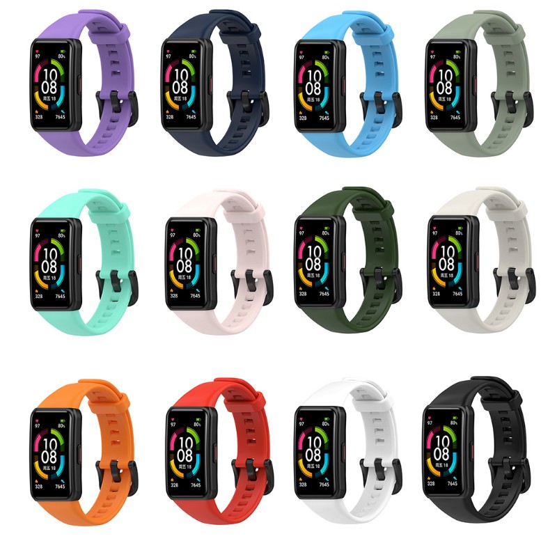 Dây Đeo Thay Thế Chất Liệu Silicon Màu Trơn Cho Đồng Hồ Thông Minh Huawei band 6 Honor Band 6