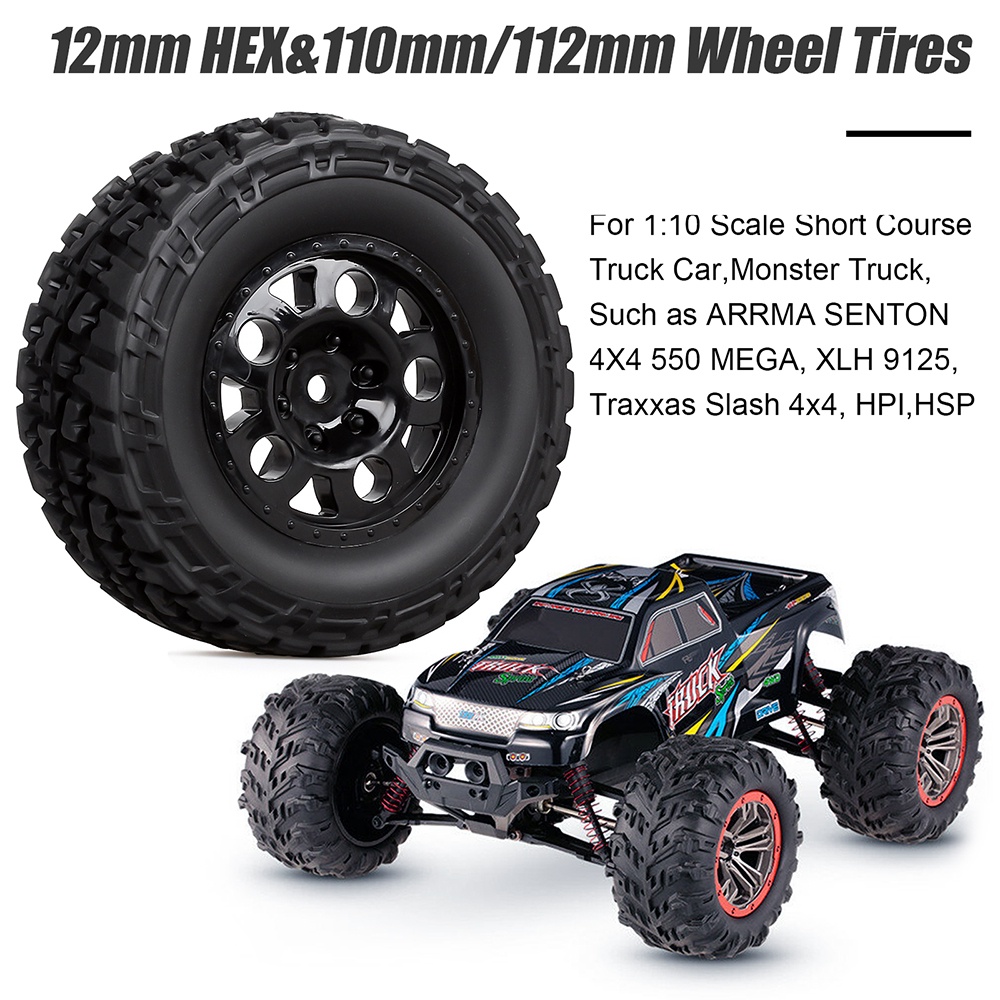 Bộ 4 Bánh Xe Cao Su 110 * 48MM 108 * 42MM Cho Xe Tải Điều Khiển Từ Xa 1 / 10 ARRMA SENTON 4X4 550 MEGA XLH 9125 Traxxas Slash
