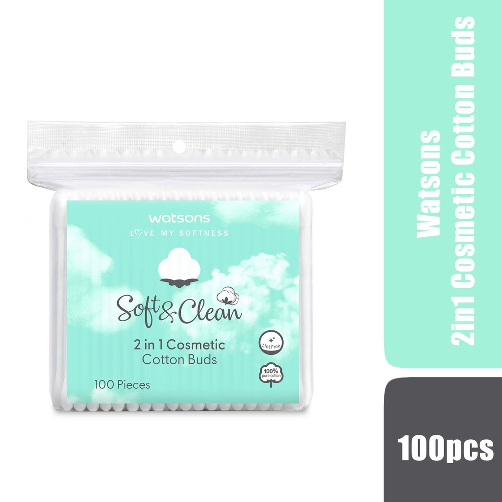 Bông Tăm Watsons Love My Softness Soft &amp; Clean 2in1 Cosmetic Cotton Buds 100 Cây