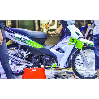 Tem trùm wave xanh lá alpha 110, độ phủ bộ team decal cho xe máy rẻ đẹp (dán đời 2006-2020)