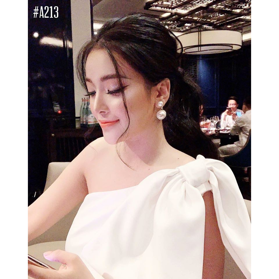 Đầm Dự Tiệc ⭕FREESHIP ⭕Đầm Nữ Trắng Lệch Vai Nơ To | BigBuy360 - bigbuy360.vn