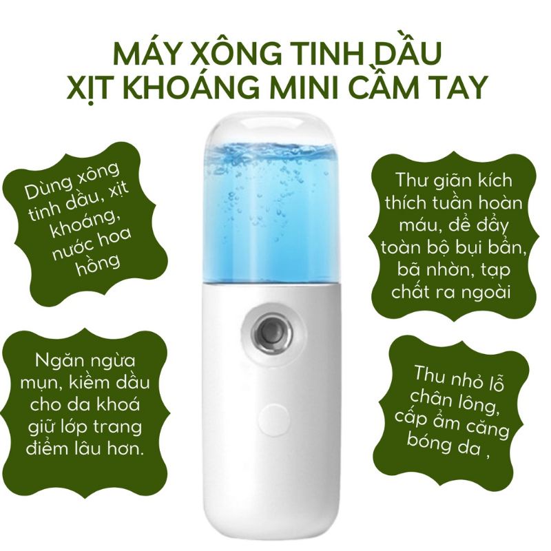 Máy Phun Sương Xông Hơi Mặt NaNo Mini Cầm Tay Hỗ Trợ Dưỡng Da Cấp Nước Tối Đa