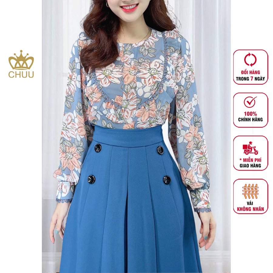 Áo sơ mi hoa sương vạt bèo CHUU A6978