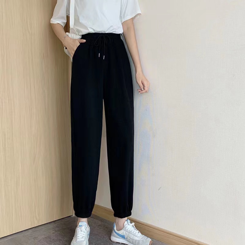 Quần Dài Lưng Cao Ống Rộng Phong Cách Thể Thao Thời Trang Mùa Hè Cho Nữ