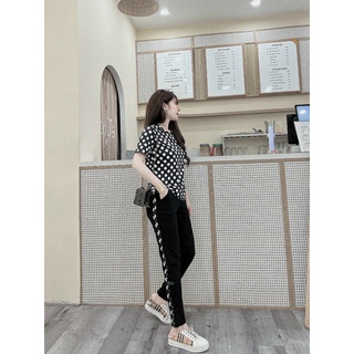 Đồ bộ thun cotton thể thao chấm bi