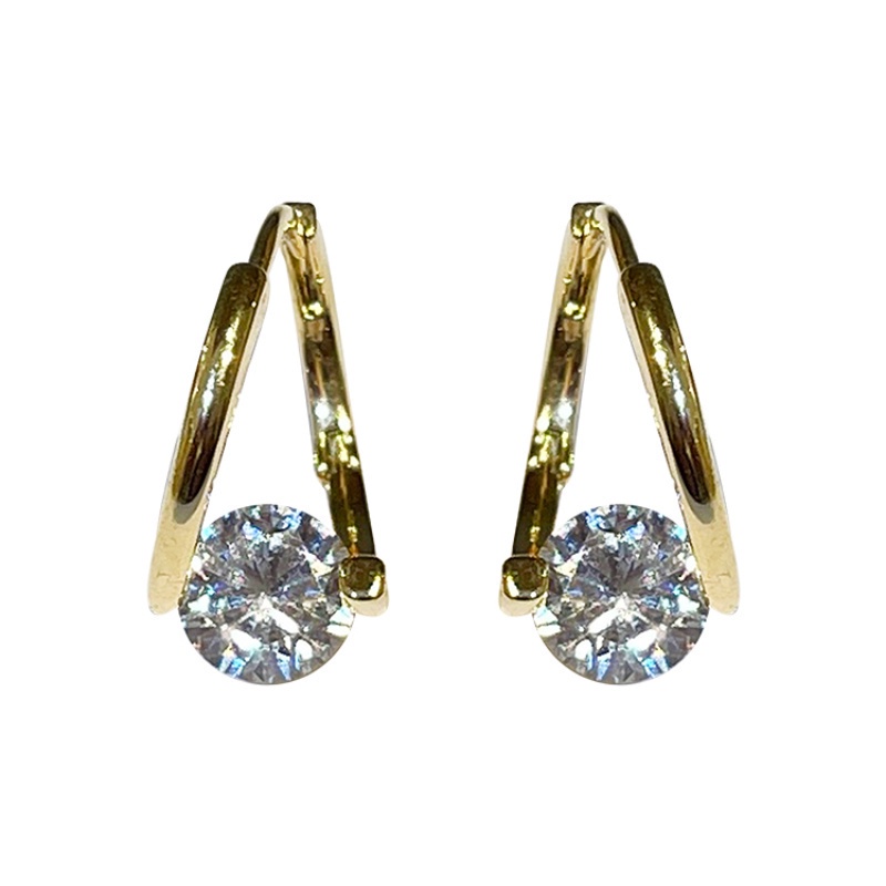 Khuyên Tai Hình Tam Giác Đính Đá zircon Phong Cách Hàn Quốc