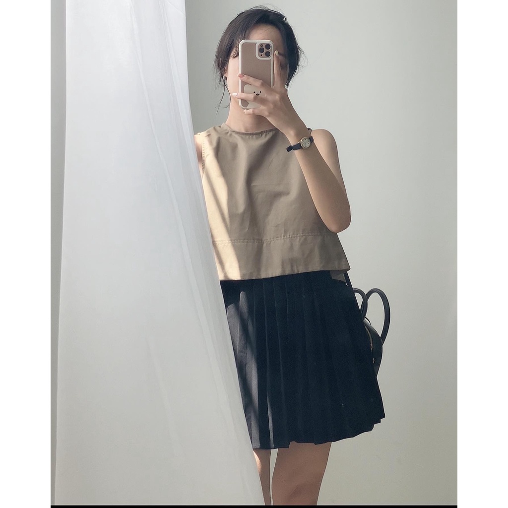 Áo kiểu croptop hở lưng thắt dây nơ cực hot , chất kaki dày dặn - immin.h