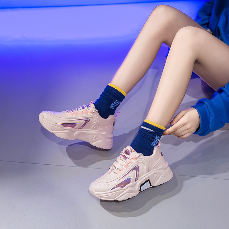 Giày thể thao nữ Phản quang, Clunky Sneaker, Phong cách Hàn Quốc 2020 mẫu mới 3 màu có sẵn (D203)