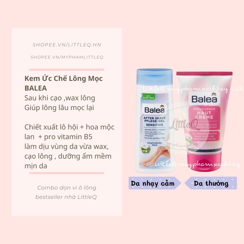 [FREESHIP] COMBO DAO CẠO + BỌT + KEM ỨC CHẾ LÔNG CHO DA THƯỜNG BALEA ĐỨC