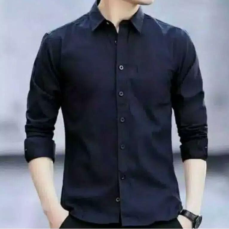 F⚡Áo Sơ Mi Trắng Đen Dài Tay Thời Trang Nam