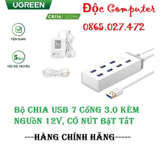 Hub 7 cổng usb 3.0 ugreen 20296 cao cấp kèm sạc điện thoại, máy tính bảng...- hàng chính hãng