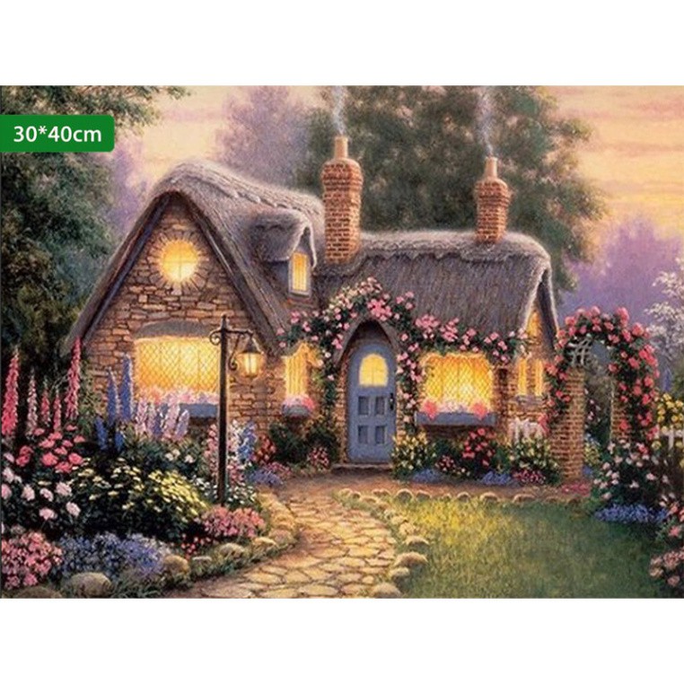 Tranh đính đá tự làm, tranh gắn đá 5D tự hoàn thành thủ công DIY 30*40cm (Xứ Sở Thần Tiên 1)