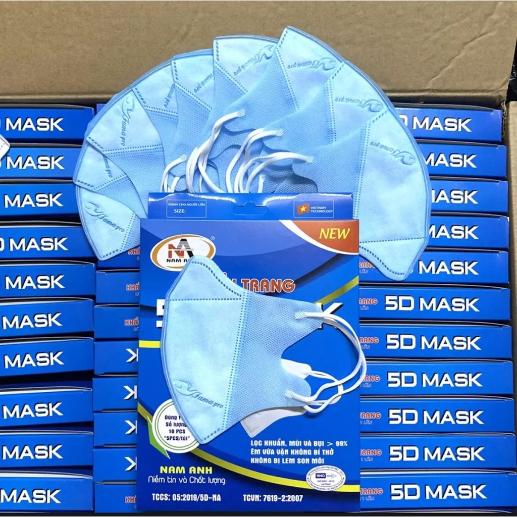 Hộp khẩu trang 5D Mask NAM ANH 3 lớp 10 cái / hộp
