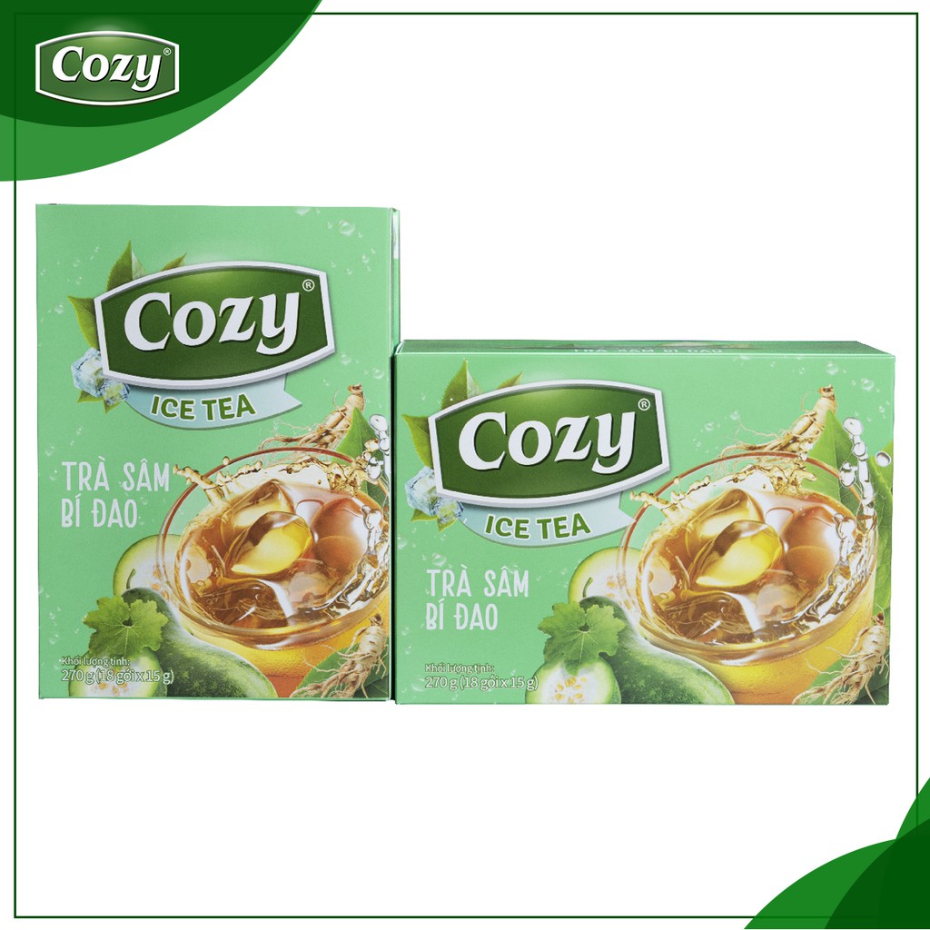 Trà Hoà Tan Cozy Ice Tea 270g (18 gói): Đào/ Chanh/ Vải/ Sâm Bí Đao