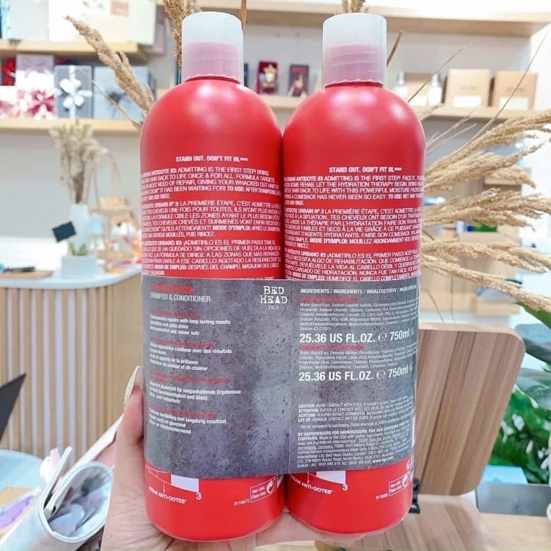 (Mẫu mới) Dầu Gội Tigi Đỏ Tigi Bed Head Cặp Gội Xả 750ml x2 Chai Phục Hồi Tóc Hư Tổn Cấp Độ 3 Bản Anh