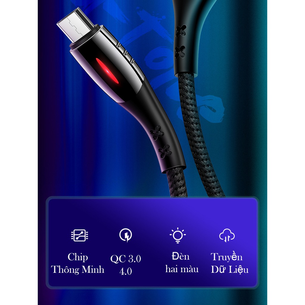 Cáp Sạc Tự Ngắt Khi Pin Đầy - Đầu Android Micro USB - USAMS - Thế Hệ Mới 2019