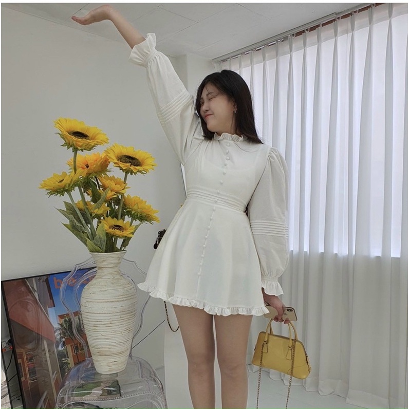 váy bèo tay dài nút bọc