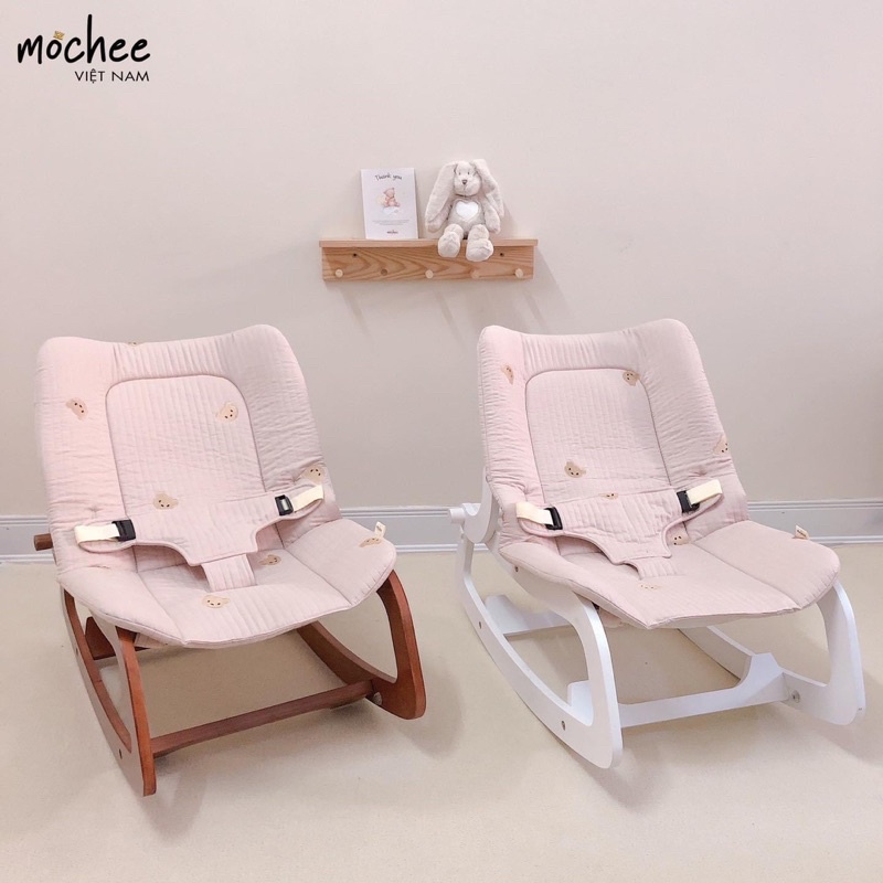 Mochee - Ghế bập bênh Rockinh Chair thêu hoạ tiết gấu tiện lợi