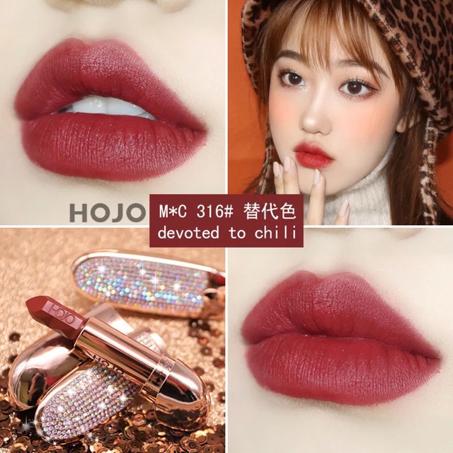 Son lì Hojo đính hạt lấp lánh có gương soi kiểu mới Sang chảnh và mềm mịn | BigBuy360 - bigbuy360.vn