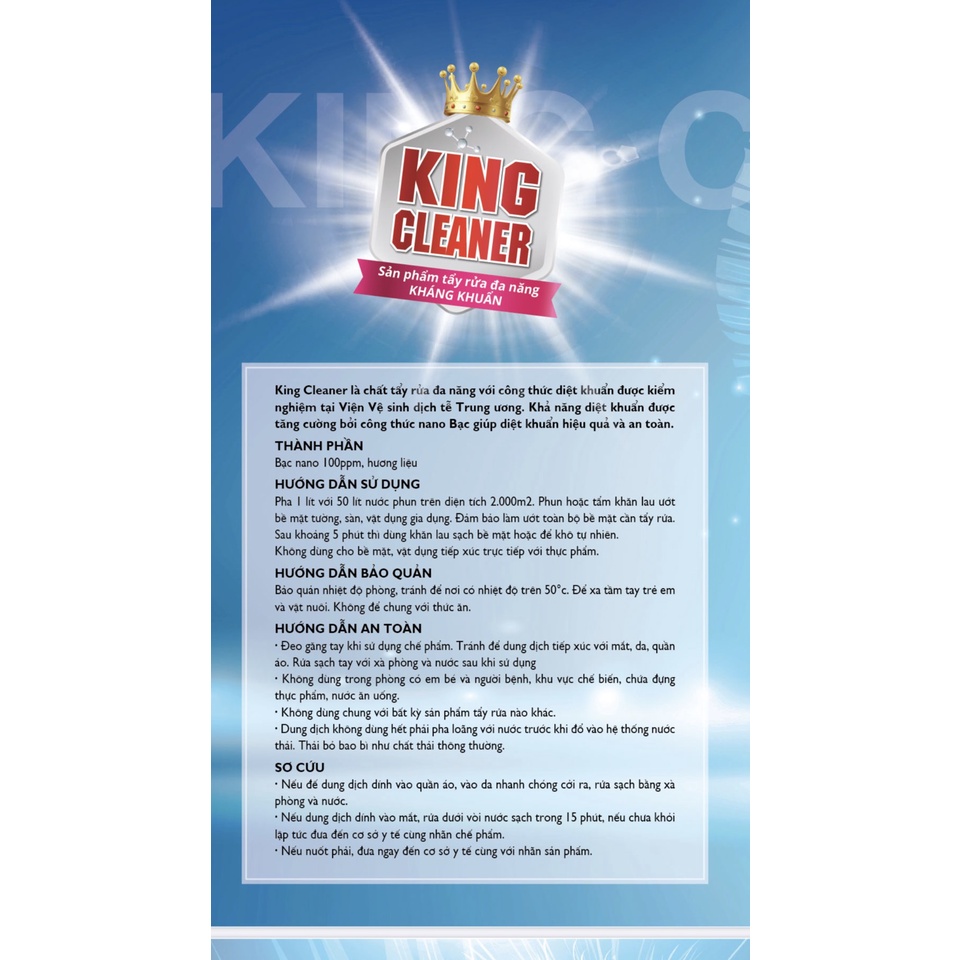 Dung dịch Nano bạc 1Lit diệt khuẩn - dùng cho ô tô, văn phòng,gia đình - VV2199