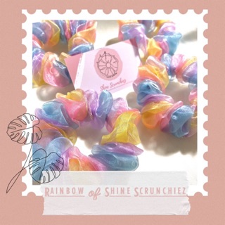 Cột tóc scrunchie cầu vồng vải voan nhũ siêu xinh | Tiệm của Bánh Bèo