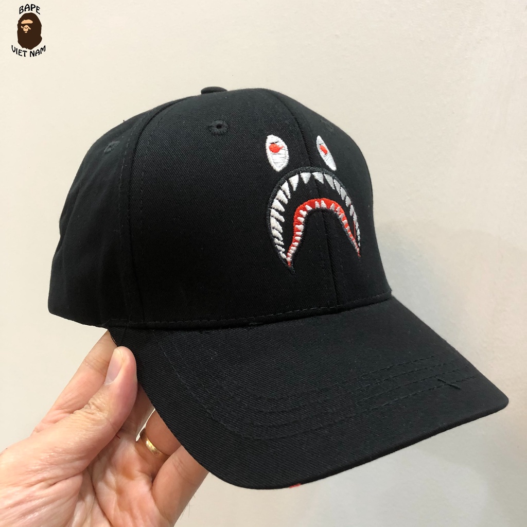 [Ảnh thật + FREESHIP] Mũ lưỡi trai Bape Shark, Nón lưỡi trai Bape Cá mập màu đen Bape VN