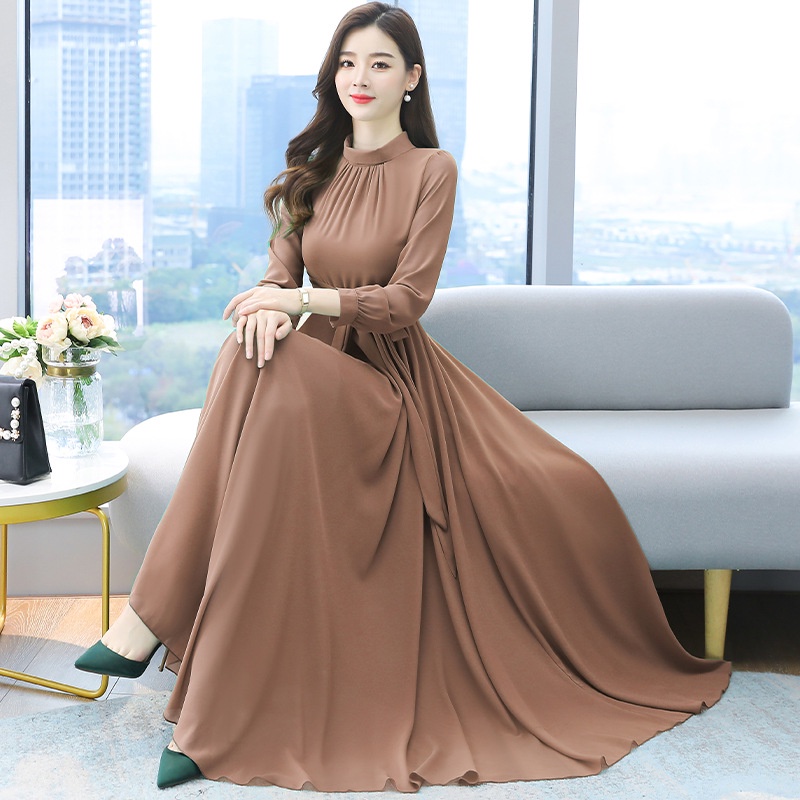 Đầm Voan Dài Qua Gối Ngắn Tay Phong Cách Trẻ Trung Thanh Lịch Dành Cho Nữ