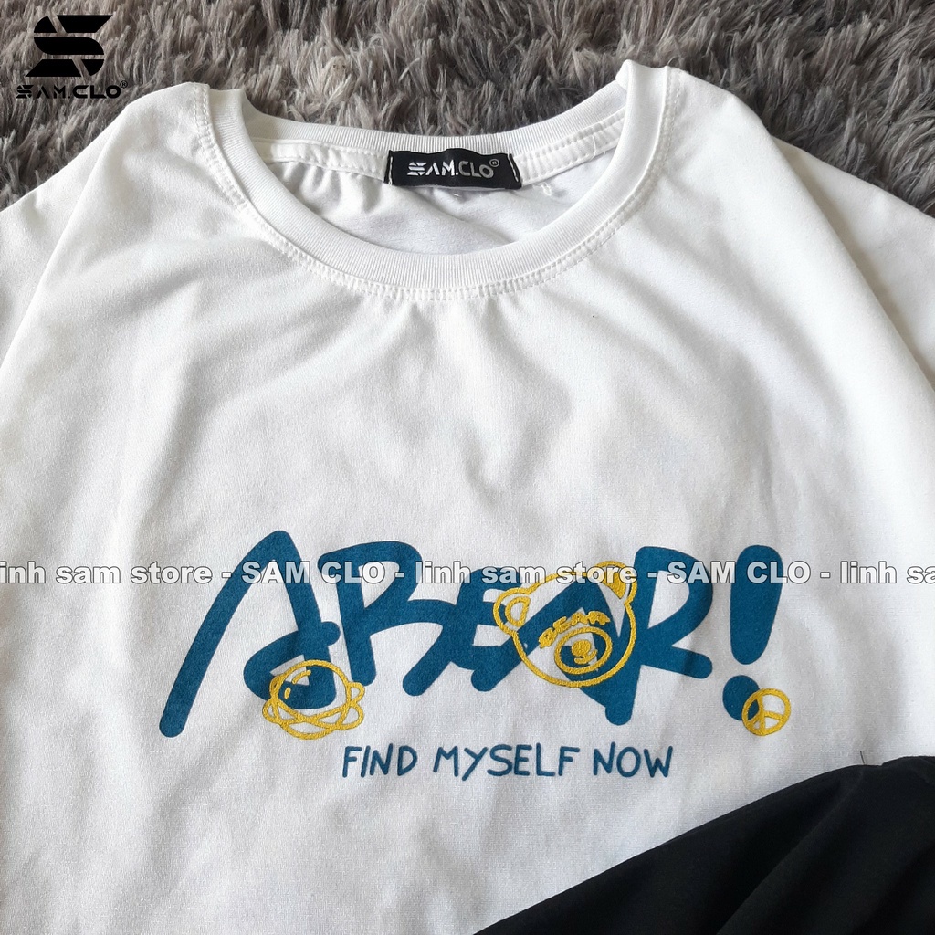 Áo thun tay lỡ nam nữ SAM CLO phông form rộng dáng Unisex - mặc cặp, nhóm, lớp in hình ĐẦU GẤU BEAR GOPS