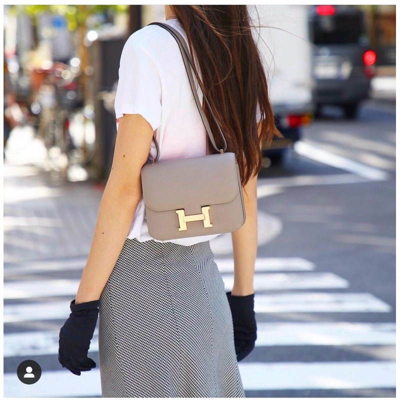 Túi xách H.m khóa chữ H chất da thật sz 20 sẵn ship