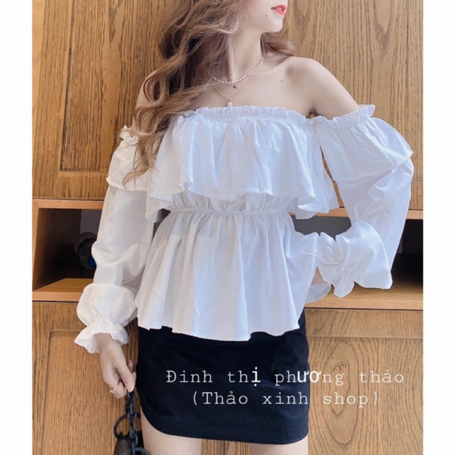 [Mã 153FASHIONSALE1 giảm 10K đơn 50K] Áo bẹt vai tầng tay bo babydoll