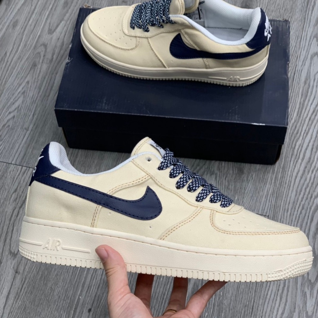 Giày AF1 canvas navy nam nữ ❤️ Giày thể thao sneaker nam nữ AF1 cavas vệt xanh navy cao cấp Full Box