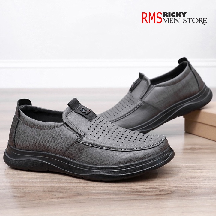 Giày Lười Vải Nam Giả Da Thoáng Khí  Cho Bố - Giày Lười Nam Trung Niên MS6B