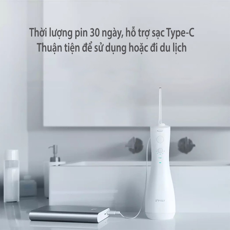 Máy Tăm Nước Xiaomi Enpuly ML8 mini pin 30 ngày, Dung tích lớn 250ML, chống nước IPX7, áp suất nước 140PSI, 2 vòi VT168