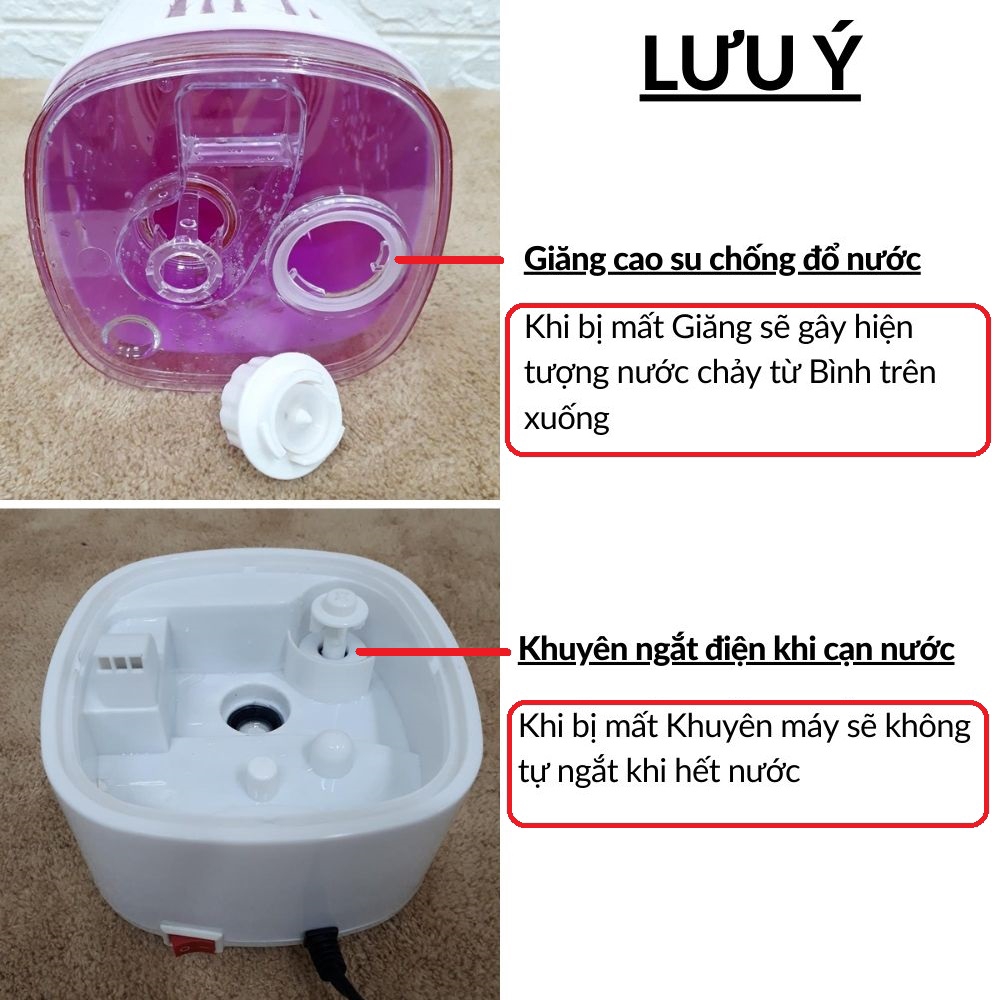 Máy phun sương tạo ẩm cỡ Lớn 2.000ml phòng >20m2 sóng siêu âm không ồn không tỏa nhiệt bình Chữ nhật và dáng khác