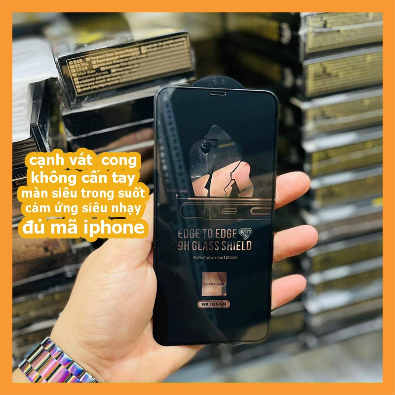 Kính cường lực full màn hình cạnh vát cong 2.5d cho Iphone 13 Pro Max, 13 pro, 12 pro max, 11 pro max, xs max, 7 plus, 8