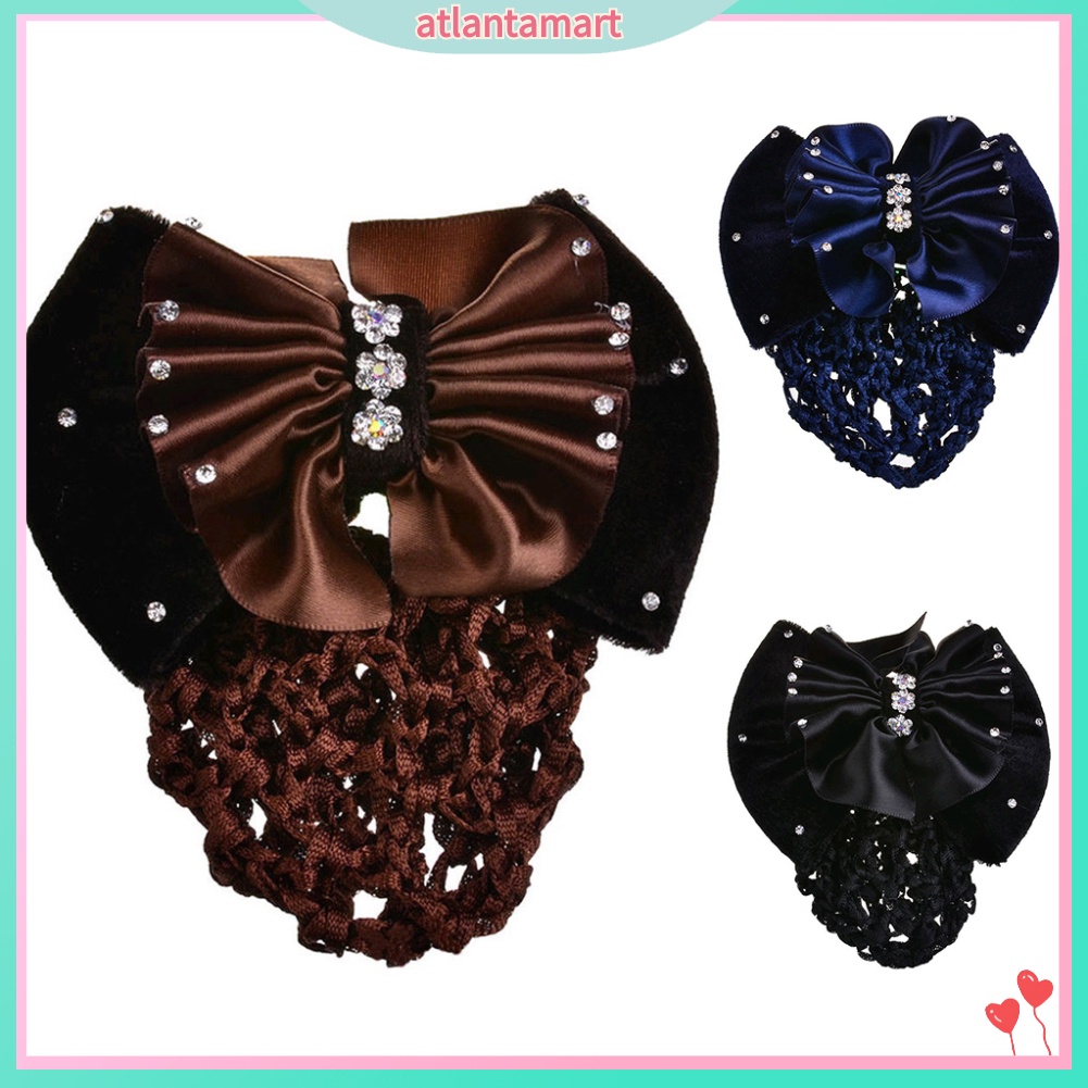 Lưới búi tóc bọc vải satin đính đá thời trang dành cho nữ
