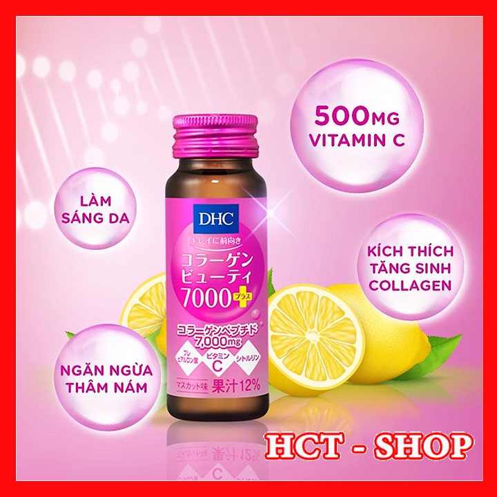 Collagen Dạng Nước DHC Beauty Plus 7000mg Hộp 10 Chai x 50ml - Căng Bóng Rạng Ngời Bổ Sung Collagen Cho Da