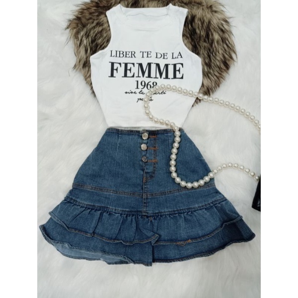 Chân váy jean 2 tầng lưng cao ( loại đẹp )