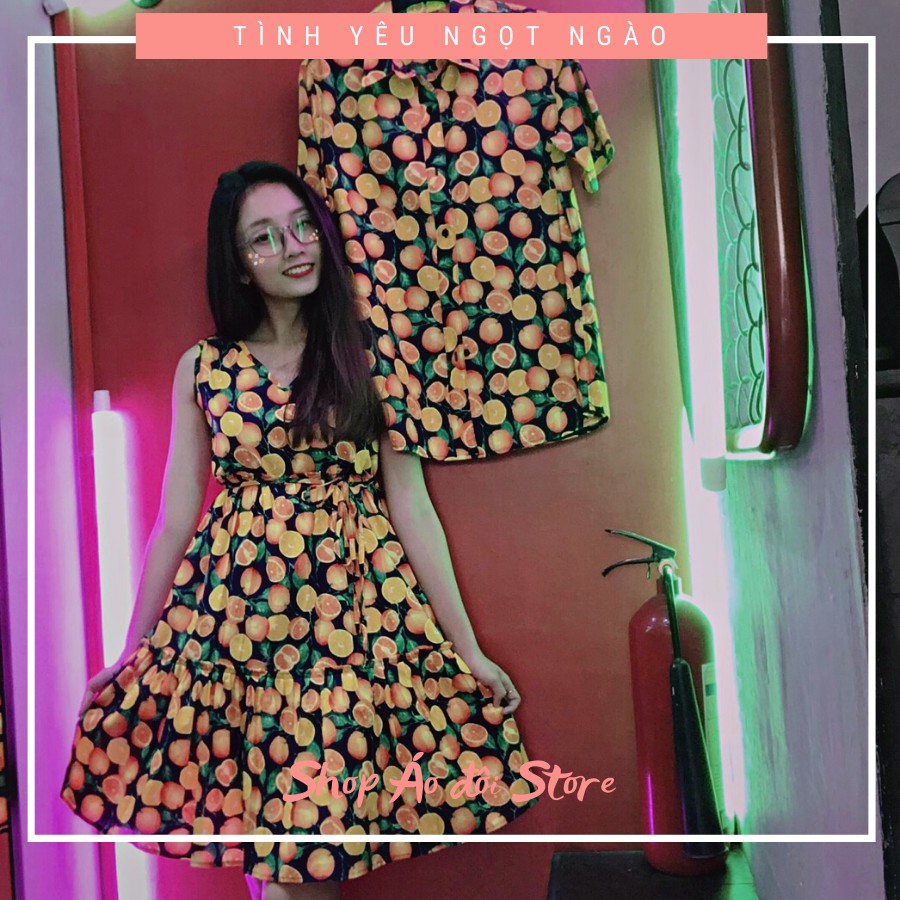 Bộ áo váy sơ mi cặp, đồ đôi nam nữ dễ thương, chất đẹp để chụp hình cưới, đi du lịch