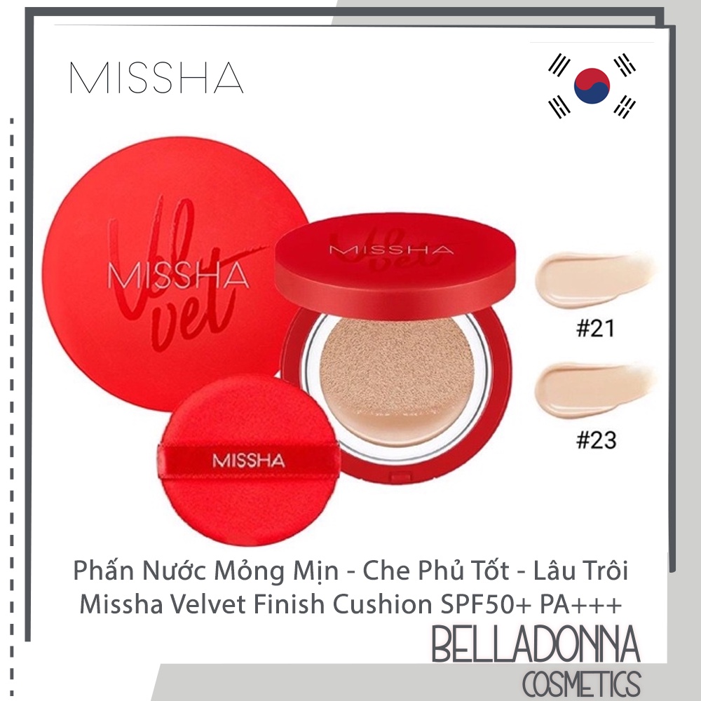 [2 Tone Màu] Phấn Nước Mỏng Mịn - Che Phủ Tốt - Lâu Trôi Missha Velvet Finish Cushion SPF50+ PA+++