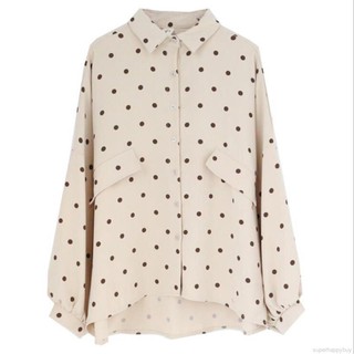 Áo nữ oversize chấm bi phong cách Hàn Quốc