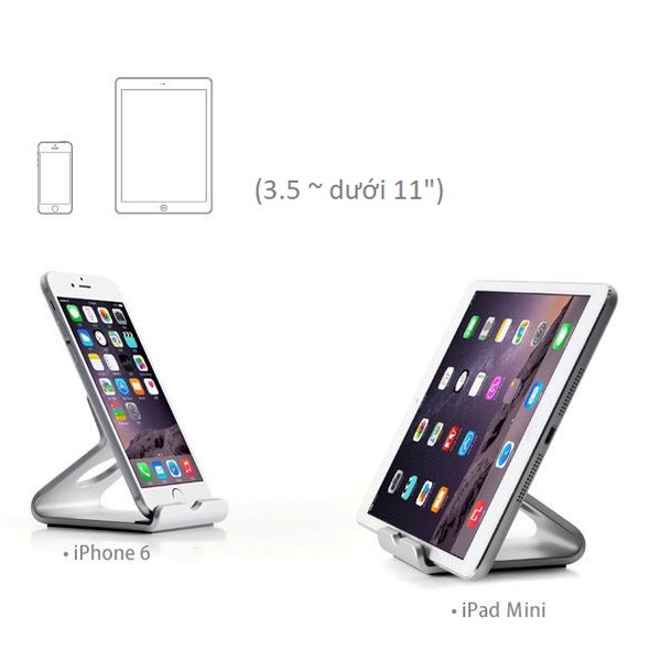 Đế dựng điện thoại, máy tính bảng kiêm giá đỡ iphone ipad AP-4D bản nhôm dày dặn