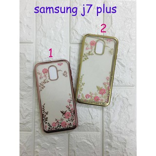 Ốp lưng dẻo đính đá viền màu cho Samsung Galaxy J7 Plus