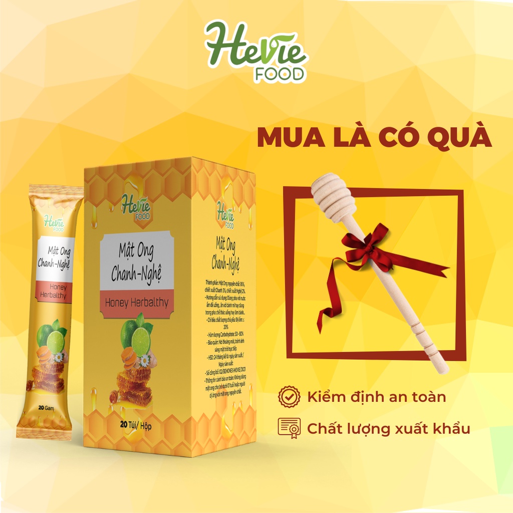 Mật ong Chanh Nghệ herbalthy dưỡng da đẹp dáng 20 Gr x 20 túi HeVieFood