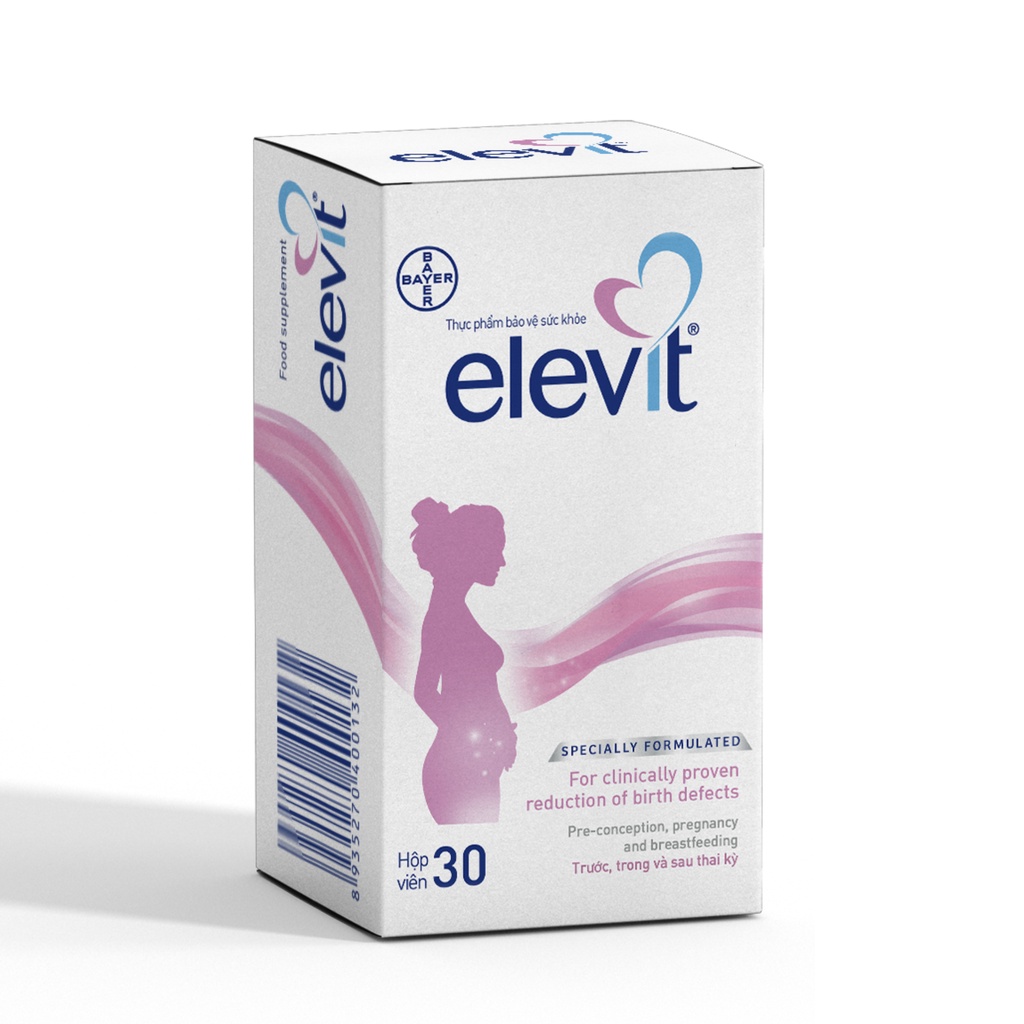 Bộ 3 Hộp Vitamin Bầu Tổng Hợp Elevit Cho Phụ Nữ Trước, Trong và Sau Thai Kỳ (30 Viên/ Hộp) + Tặng 1 Gối Trái Tim